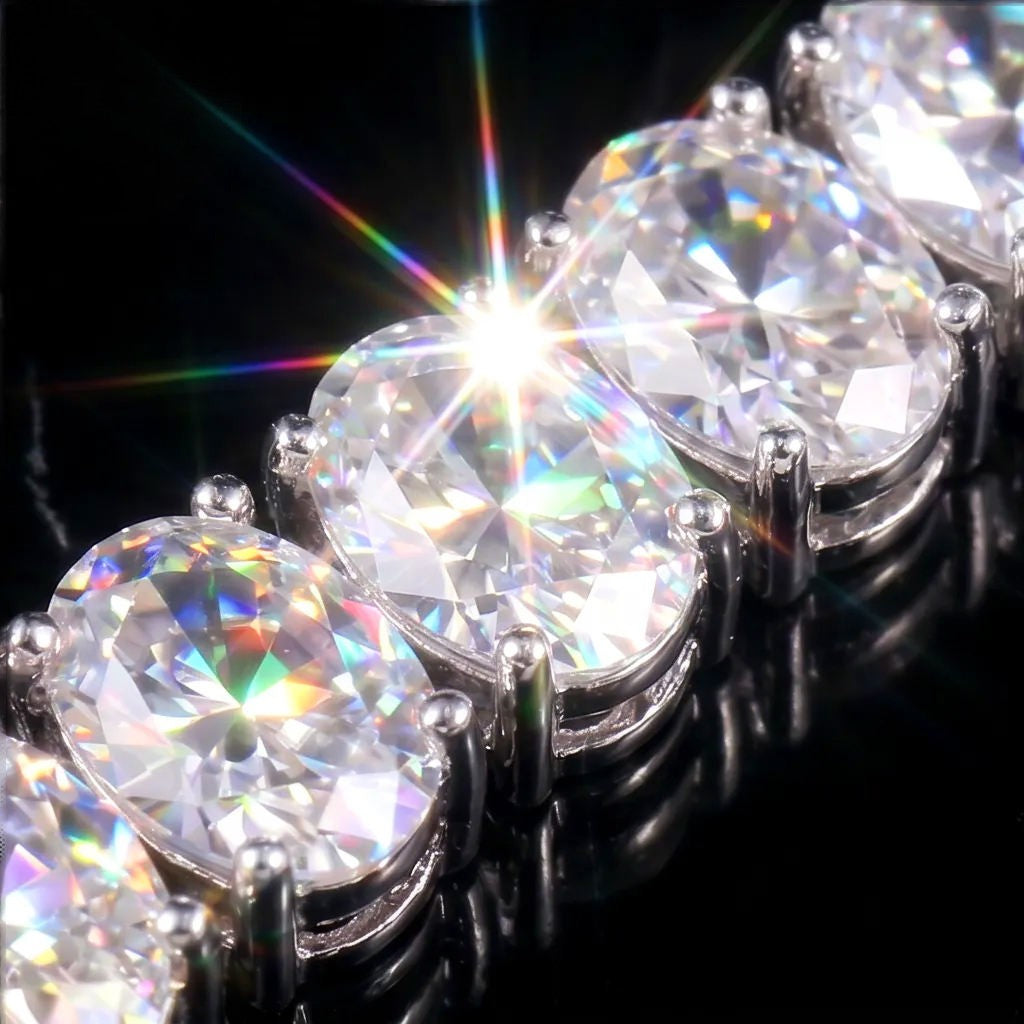 Pulso Oval Moissanite Plata 925 Hombre 10mm 15 Ct. Ice Box.