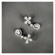 Aretes Moissanita Colgantes Para Mujer Flor Estilo Plata 925