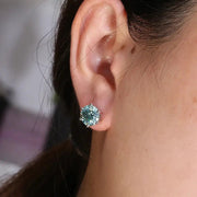 Pendientes Moissanita Verde 5mm 1ct. C/certificado Plata 925 Verde