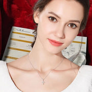 Dije Cruz Moisanite Plata 925 Collar Torsal Mujer 5mm 3ct. Plateado