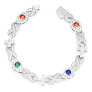 Pulsera Cruz Ojo Pulso Plata 925 Moisanite Ct Hombre Papá