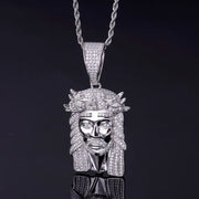 Dije De Cara De Jesús Cristo Con Moissanite-plata 925-oro 8k Plateado