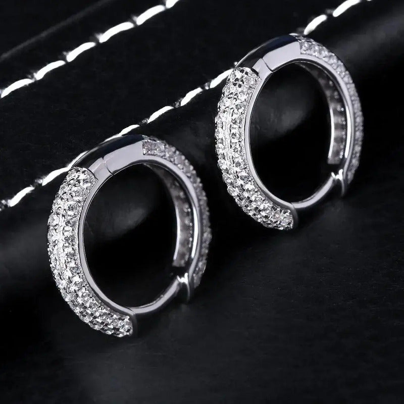 Arracadas Moissanita Para Hombre Y Mujer Plata 925 3 Filas