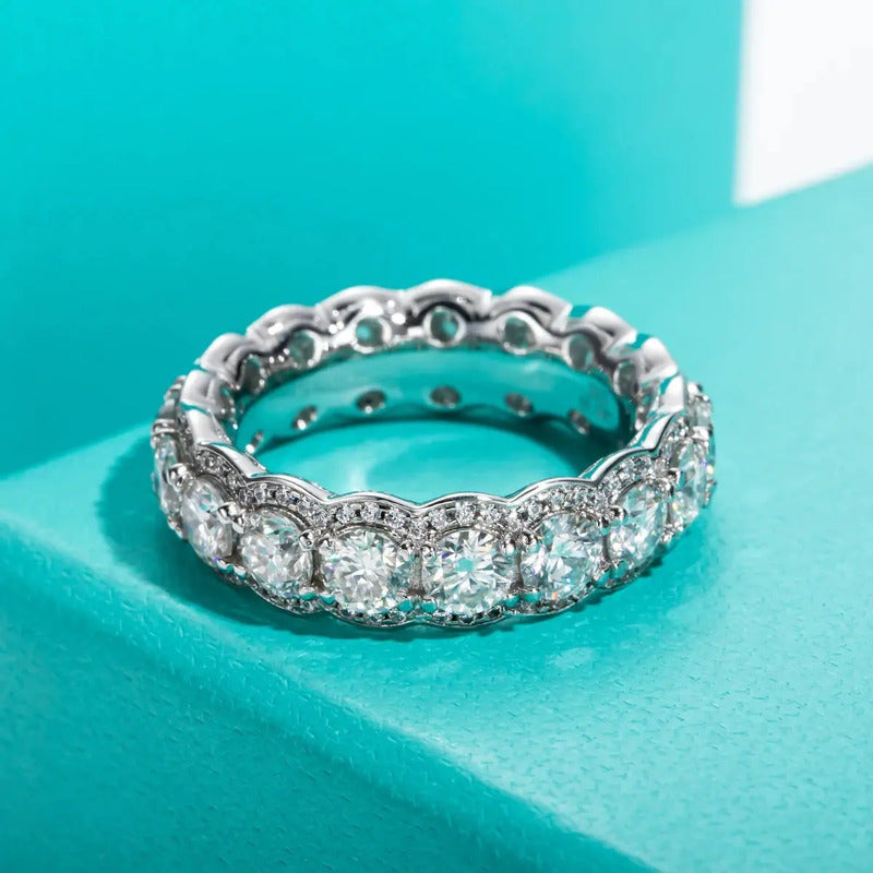 Anillo Eternity De Boda-diamante-moissanita 8ct-oro 18k