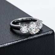Anillo De Compromiso Moissanite Oro G14k 5ct 3 Piedras Vvs2