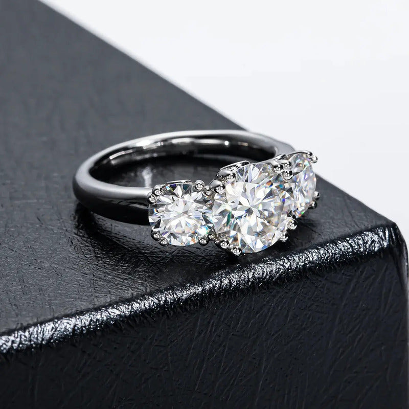 Anillo De Compromiso Moissanite Oro G14k 5ct 3 Piedras Vvs2
