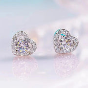 Aretes Corazon Moissanita 1 Ct. 6.5mm (2ct El Par) Plata 925 Plateado