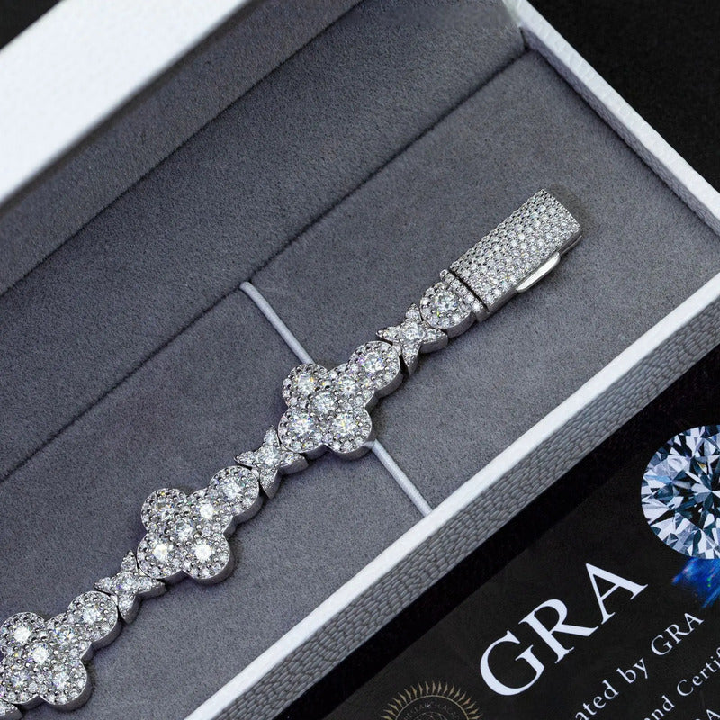 Pulso Cruz Cruzado Moissanite Plata 925 Hombre 10mm Ice Box. Plateado 19.05 Cm 19 Cm