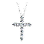Dije De Cruz Con Moissanitas Para Mujer Plata 925- Rodio Af Plateado