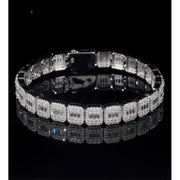 Pulso De Moissanita Baguette 12 Ct Diamante De Lab Plata 925 Plateado 19.05 Cm
