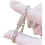 Esclava Pulso Cubano 6mm Diamante De Lab .3ct Vvs1 Plata 925