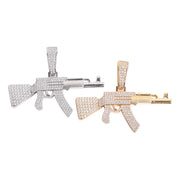Dije Ak 47 Zircornia Laminado De Oro 18k-platino