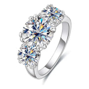 Anillo De Compromiso Moissanite Oro G14k 5ct 3 Piedras Vvs2