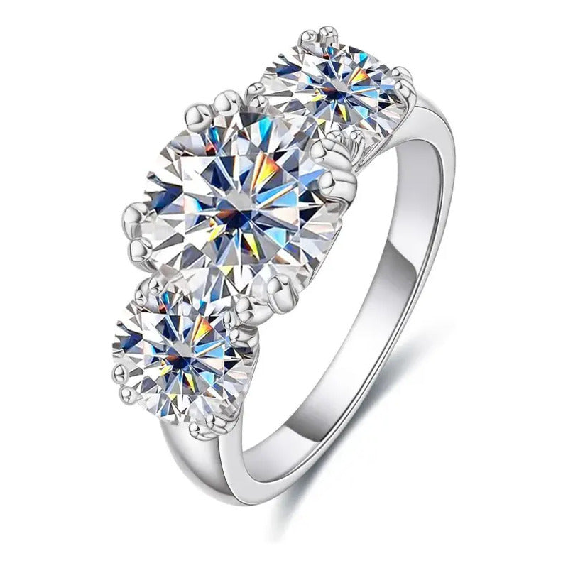 Anillo De Compromiso Moissanite Oro G14k 5ct 3 Piedras Vvs2