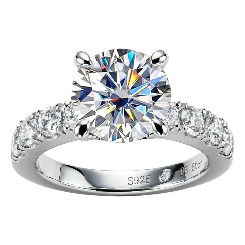 Anillo Boda Compromiso Diamante Moissanita Plata 925 4.3ct
