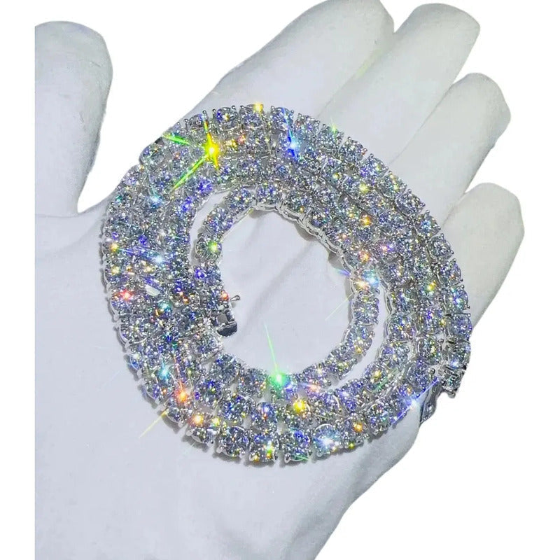 Cadena De Moissanita 80ct. Kilates Plata 925 6mm Unisex 60cm Plateado