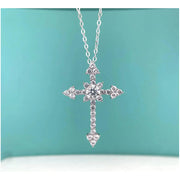 Dije De Cruz Para Mujer Moissanita 6.5mm Plata 925 Regalo Bb Plateado