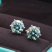 Pendientes Moissanita Verde 5mm 1ct. C/certificado Plata 925 Verde