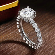 Anillo De Boda 3 Ct Moissanita-c/certificado Plata Italiana