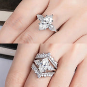 Anillo De Moissanita Corte Marquesa 5ct 9mm C/rings Auxiliar