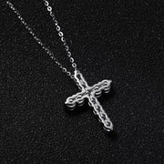 Dije De Cruz Con Moissanitas Para Mujer Plata 925- Rodio Af Plateado