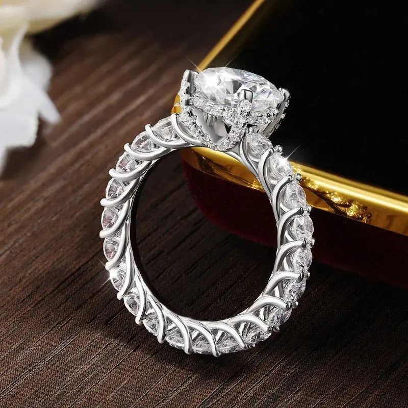 Anillo De Boda 3 Ct Moissanita-c/certificado Plata Italiana