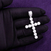 Dije De Cruz De Moissanitas Unisex Plata 925 Diamond Tester. Plateado