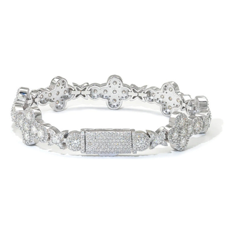 Pulso Cruz Cruzado Moissanite Plata 925 Hombre 10mm Ice Box. Plateado 19.05 Cm 19 Cm
