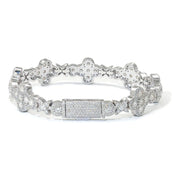 Pulso Cruz Cruzado Moissanite Plata 925 Hombre 10mm Ice Box. Plateado 19.05 Cm 19 Cm