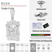 Dije De Cara De Jesús Cristo Con Moissanite-plata 925-oro 8k Plateado