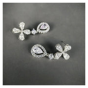 Aretes Moissanita Colgantes Para Mujer Flor Estilo Plata 925