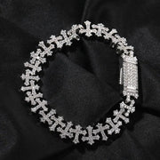Pulsera De Cruz 10mm Moissanita Lab Plata 925 Ice Box Trap. Plateado 19 Cm 19 Cm