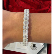 Pulso De Moissanita Baguette 12 Ct Diamante De Lab Plata 925 Plateado 19.05 Cm