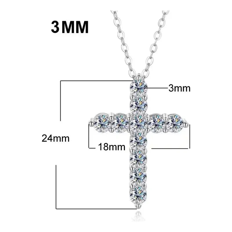 Dije De Cruz Con Moissanitas Para Mujer Plata 925- Rodio Af Plateado