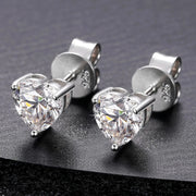 Aretes Moissanita Corte Corazón & Heart 6.5mm 2ct Plata 925. Plateado