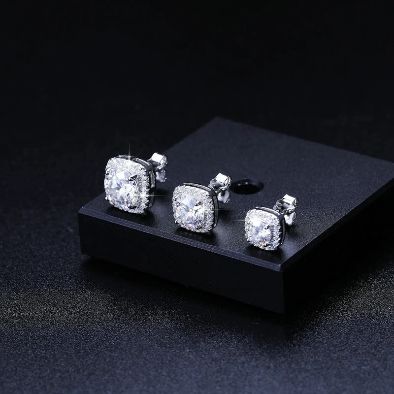 Aretes Moissanita 4ct. 9mm & Zircorn C/certificado Plata 925