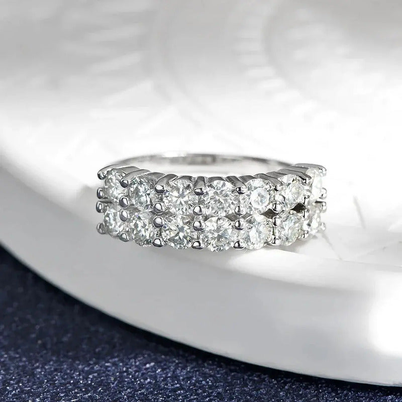 Anillo Unisex Churumbela 2 Filas Moissanite Plata 925 Icebox Plateado 8
