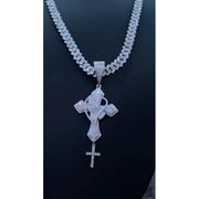 Dije Plata 925 Cruz Con Manos Moissanite Regalo Hombre Papa Plateado