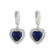 Aretes De Plata Ley 925 Forma De Corazón Zircornia Cubica