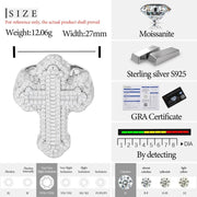 Anillo De Hombre Cruz Baguette Moissanite Plata 925 Icebox Plateado 10(dedo De Medio)