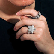 Anillo De Hombre Estrella-star Moissanite Plata 925 Icebox Plateado 10(dedo De Medio)