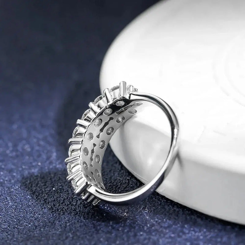Anillo Unisex Churumbela 2 Filas Moissanite Plata 925 Icebox Plateado 8