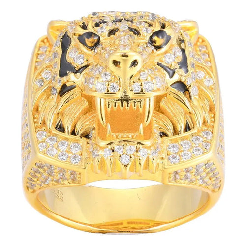 Anillo De Cabeza De León Tigre Moissanite Plata 925 Icebox.