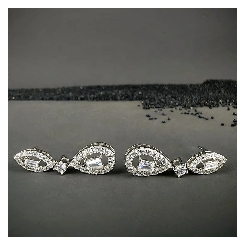 Aretes Moissanita Colgantes Pera Vintage Diseñador Plata 925