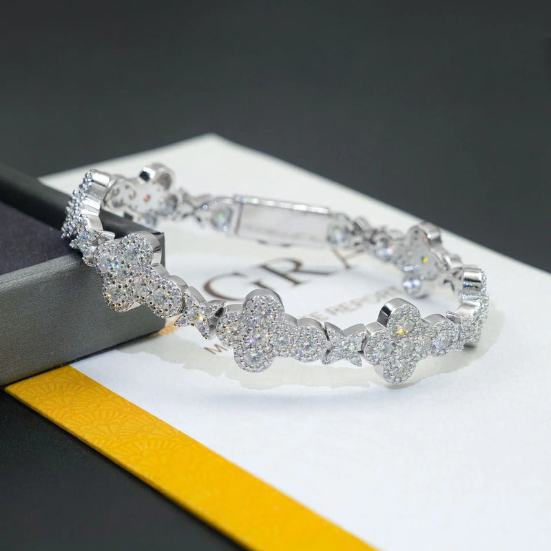 Pulso Cruz Cruzado Moissanite Plata 925 Hombre 10mm Ice Box. Plateado 19.05 Cm 19 Cm