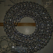 Cadena Cubana Moissanite 30 Tipo Plata 925 3 Filas 10mm 60cm Plateado
