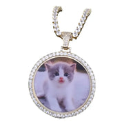 Dije Con Foto Personalizada Portafotos Platino Con Circonita Plateado
