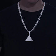 Dije De Pirámide Illuminati Con Moissanitas-plata 925-oro 8k Plateado