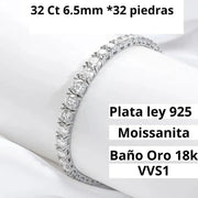 Esclava Diamante De Laboratorio Vvs1 30 Ct Plata 925 6.5mm