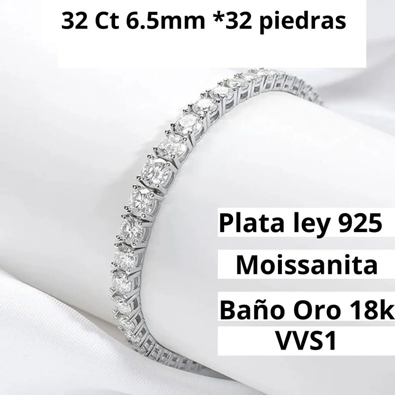 Esclava Diamante De Laboratorio Vvs1 30 Ct Plata 925 6.5mm